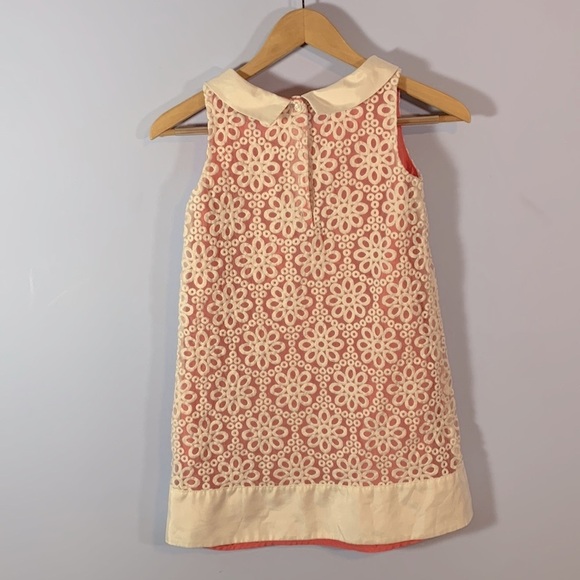 Gymboree 10 girls pink white floral shift dress sleeveless Bow collar daisy lace - Picture 4 of 4